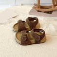 thumbnail image 2 of enyan Girls Summer Sandals Outdoor Beach Anti-Slip Rubber Soft Sole Newborn Toddler First Walker Shoes Crocs Sandals,Brown,Size 7, 2 of 7