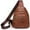 Brown, variant on Leather Sling Bag Purse for Women Chest Crossbody Shoulder Bags Travel Daypack for Men and Women Brown Big
