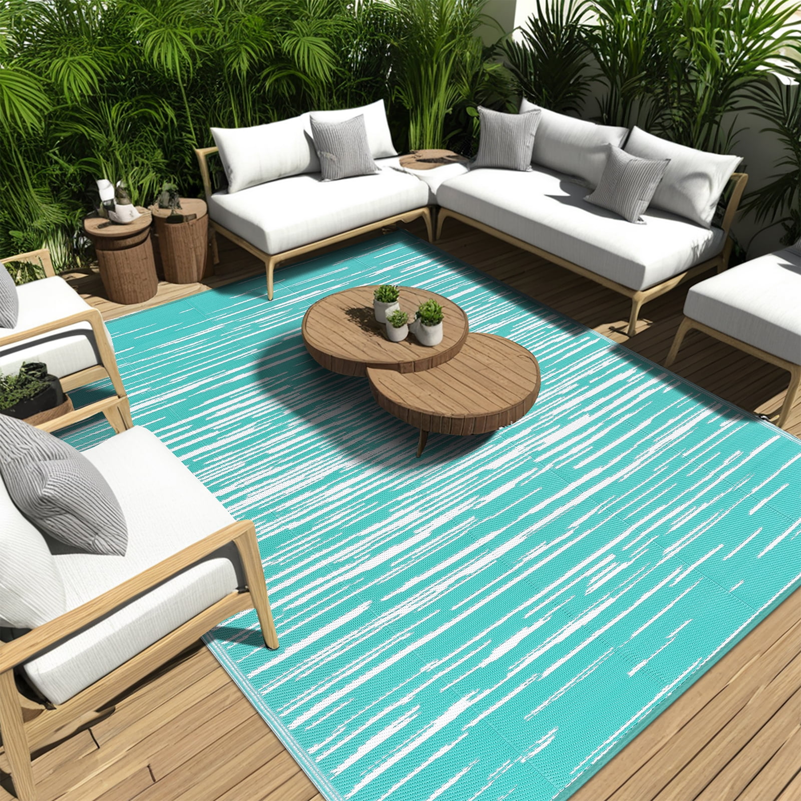 Ileading Outdoor Rugs 8'x10' for Patios Clearance Waterproof Patio Rugs Reversible Mats Plastic Straw Rug Large Outside Area Rug Door Mat for RV,Patio,Backyard,Deck,Beach,Trailer,Camping