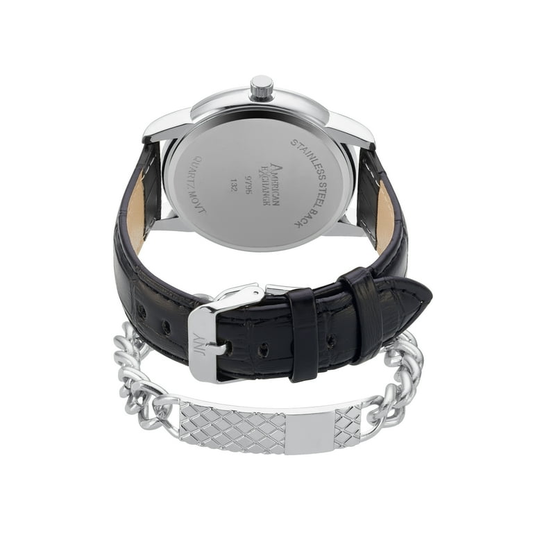 Jones New York Men's Quartz Movement Leather Analog Watch and