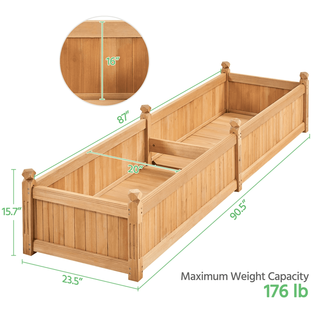 Easyfashion Wooden Raised Garden Bed Planter Box,Light Brown