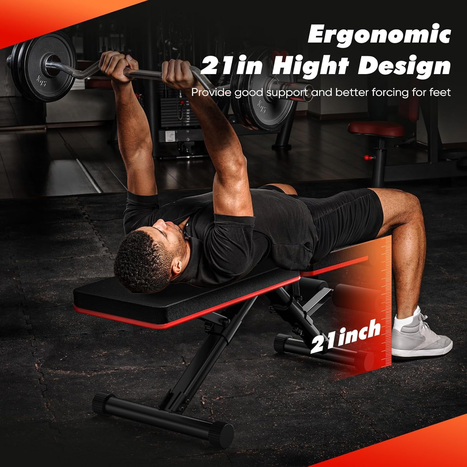Bigleap Adjustable Weight Bench for Home Gym, 9-Position Incline/Decline, Foldable, 795LBS Capacity Heavy Duty Workout Bench for Full Body Training