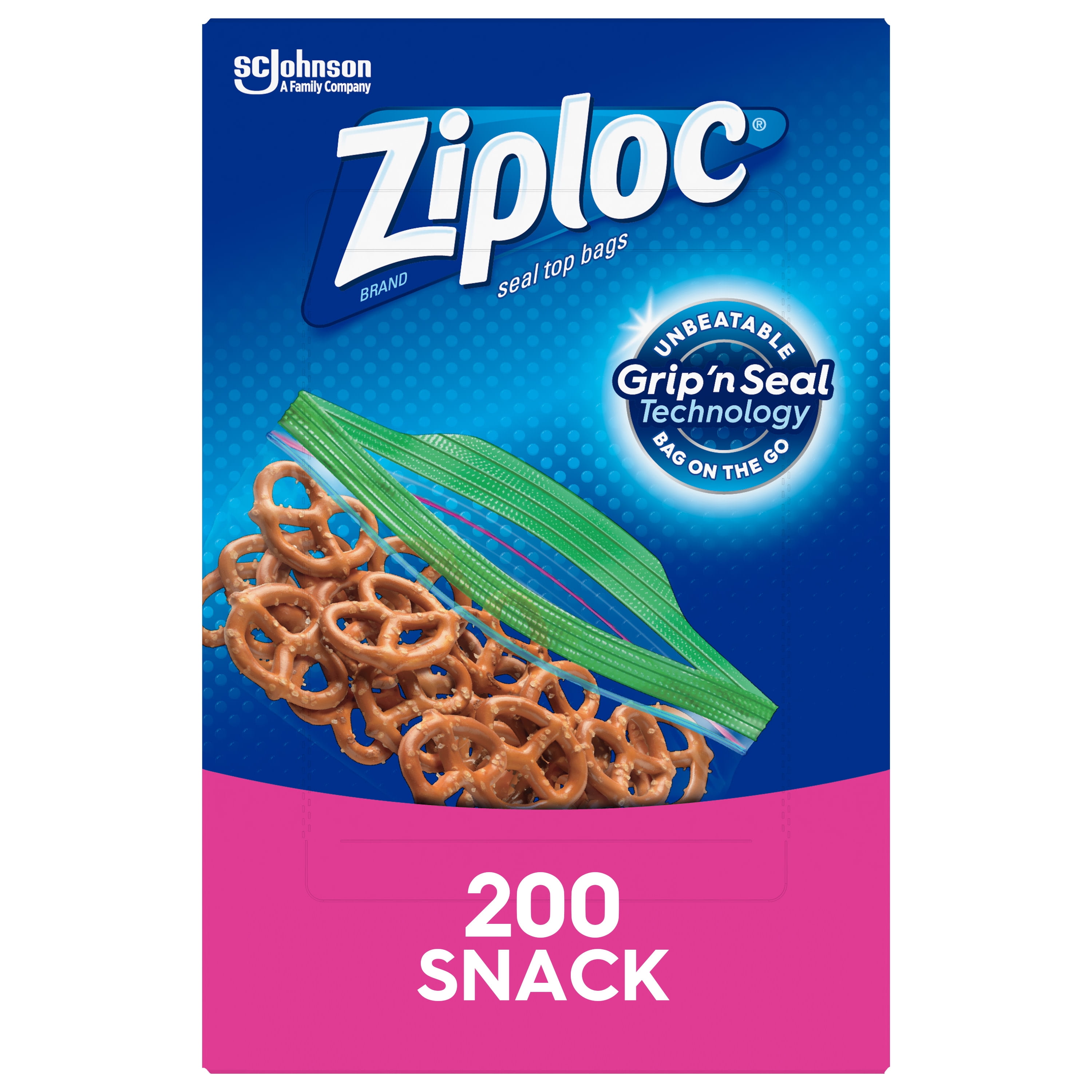 Ziploc Brand Snack Bags With Grip N Seal Technology 200 Count Walmart Com Walmart Com