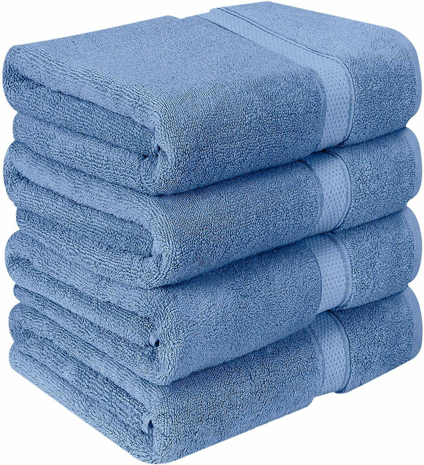 27 x 54 Inches, Turquoise Blue 4 Pieces Bath Towel 600 GSM Combed Cotton Bath Towel Sets Luxury Towels for Bathroom Soft Absorbent Towels