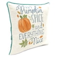 thumbnail image 6 of Jordan Manufacturing 16" x 16"  Pumpkin Spice Cream Novelty and Teal Buffalo Check Reversible Square Outdoor Throw Pillow with Welt (2 Pack), 6 of 10
