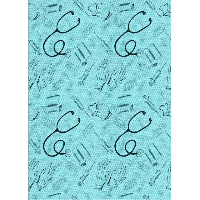 Ahgly Company Machine Washable Indoor Rectangle Transitional Blue Turquoise Green Area Rugs, 8' x 12'
