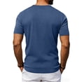 thumbnail image 4 of Yifymode Men's U Neck Short Sleeve Shirt, Tie Detail Pocket Design Casual Sports Style Top Blue 2XL, 4 of 6