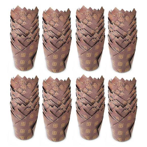 200Pcs Leaf Tulip Cake Cups Heat-resistant Cute Eucalyptus Design Green Cupcake Wrappers