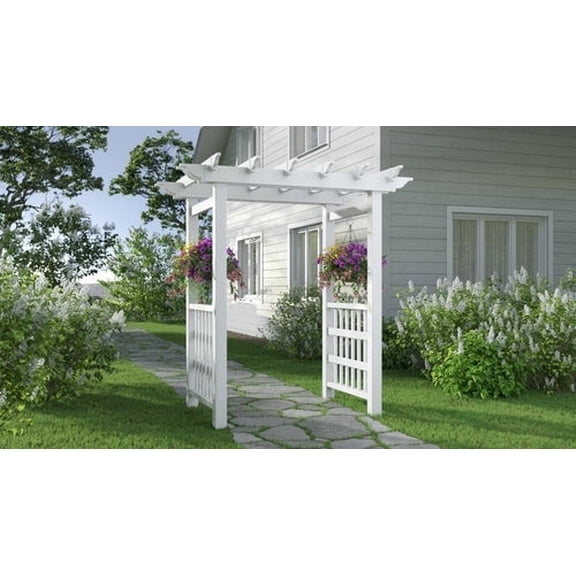 Vita 63"L x 46"W x 91"H Springport Vinyl Arbor, White, VA68146