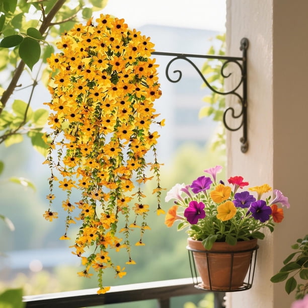 Decoración mural colgante de pared con orquídeas violetas artificiales para jardines exteriores y fondos fotográficos
