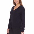 thumbnail image 3 of Kirkland Signature Ladies' Long Sleeve V-Neck Top (Navy Marled, Small), 3 of 5