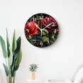 thumbnail image 4 of 14 Inch Wall Clock Battery Operated Silent Clock Decorative for Office, Kitchen, Outdoor, Living Room，Red Rose Flower on Garden Field Floral Print Pattern, 4 of 4