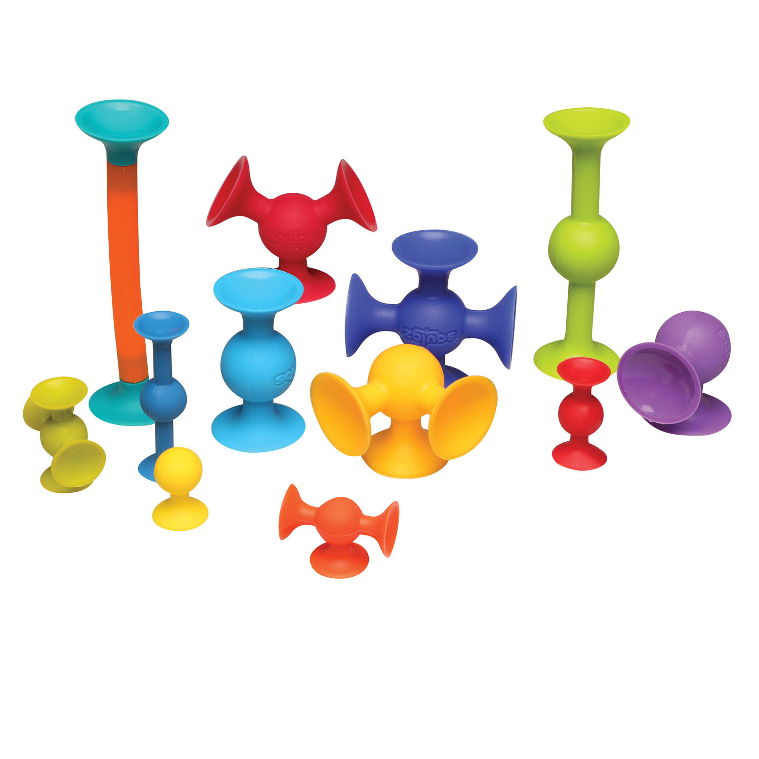 Fat Brain Toys Squigz 75 Piece Set - Suction Cup Toy Set with