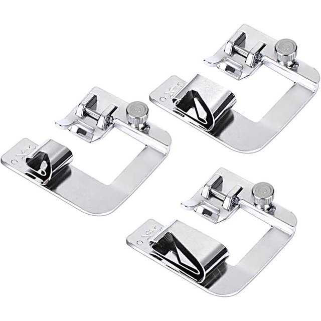 piezas de prensatelas para máquina de coser de 1/2", 3/4" y 1", prensatelas para dobladillo enrollado para máquina de coser con cinta al bies para Brother, Singer, Janome y Toyota