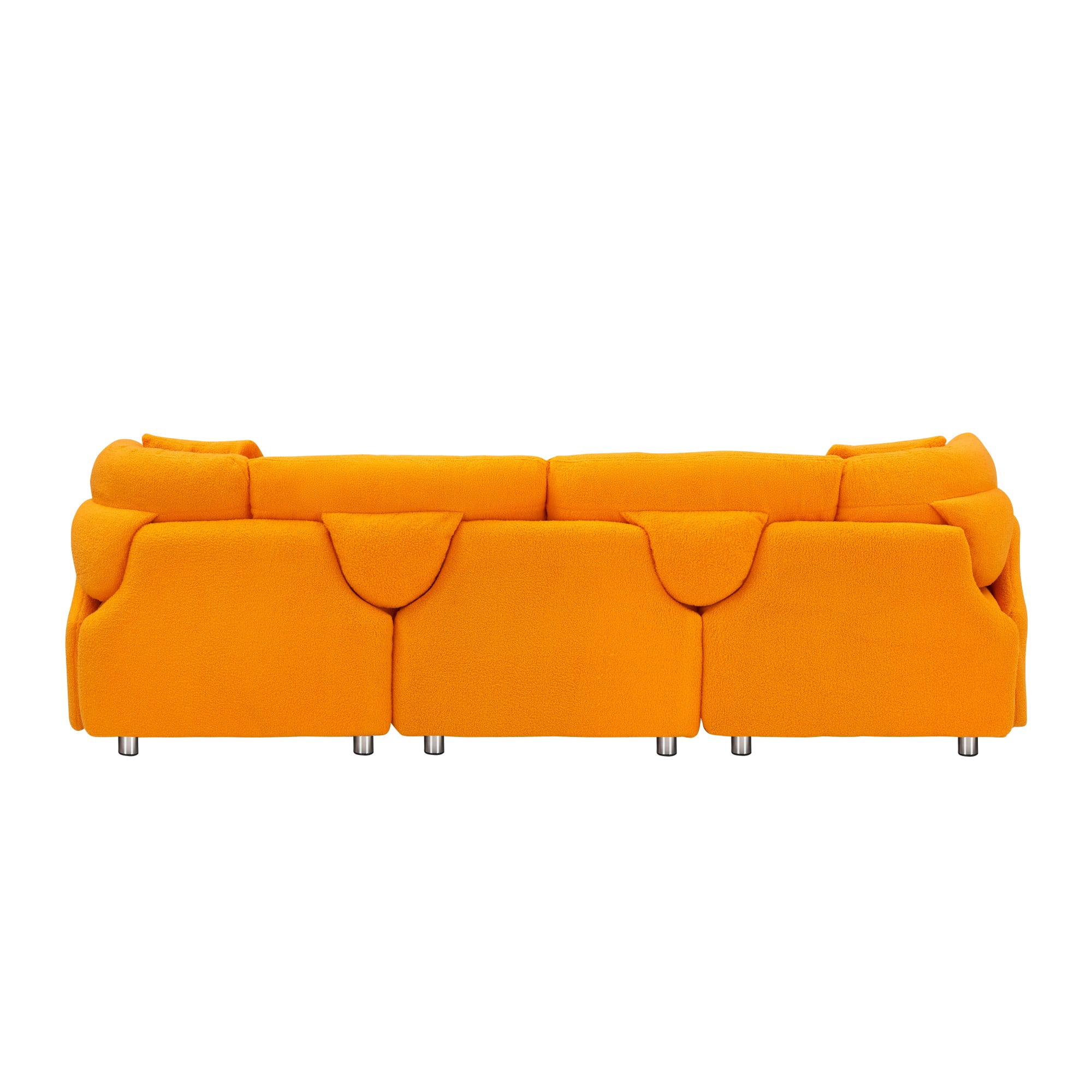 Sectional Sofa for Living Room,95.3 " Sofa Couch with Teddy Fabric,3 Seat Sofa Set with Two Throw Pillows for Apartment,Orange
