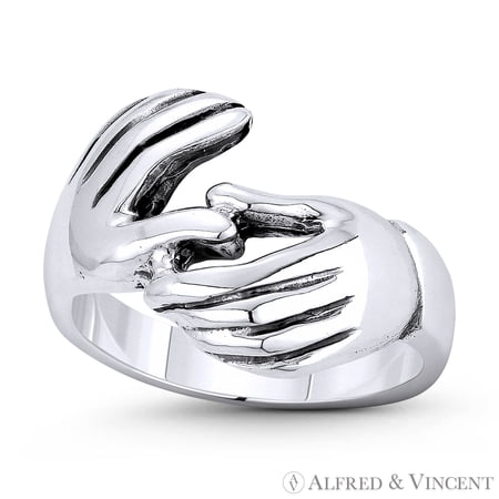 Italian Fede / Gimmel / Gimmal 3-13.5mm Love & Fidelity Promise Ring in Oxidized .925 Sterling Silver