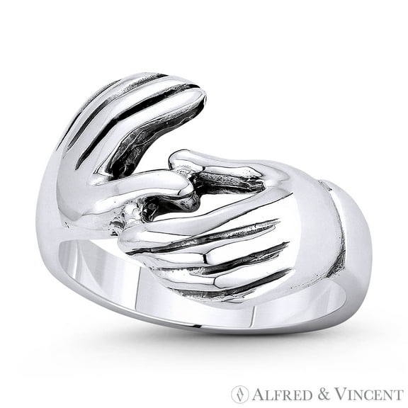 Italian Fede / Gimmel / Gimmal 3-13.5mm Love & Fidelity Promise Ring in Oxidized .925 Sterling Silver