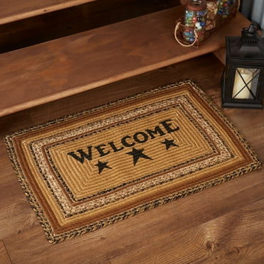 VHC Brands Kettle Grove Jute Primitive Welcome Rug, Detached Non-Skid Pad 20x30