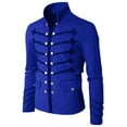 thumbnail image 2 of nerohusy Men's Gothic Victorian Frock Coat - Steampunk Medieval Military Drummer Halloween Costume Jacket Blue,XXL, 2 of 5