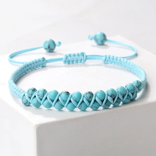 Pulseras de cuentas de malaquita Natural para hombres y mujeres, brazaletes trenzados ajustables hechos a mano, regalos de Amistad de moda, doble fila, 4mm