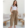 thumbnail image 5 of TARSE Womens Linen Wide Leg Pants Casual Loose Drawstring Summer Beach Travel Vacation Palazzo Harem Pants with Pockets, 5 of 5