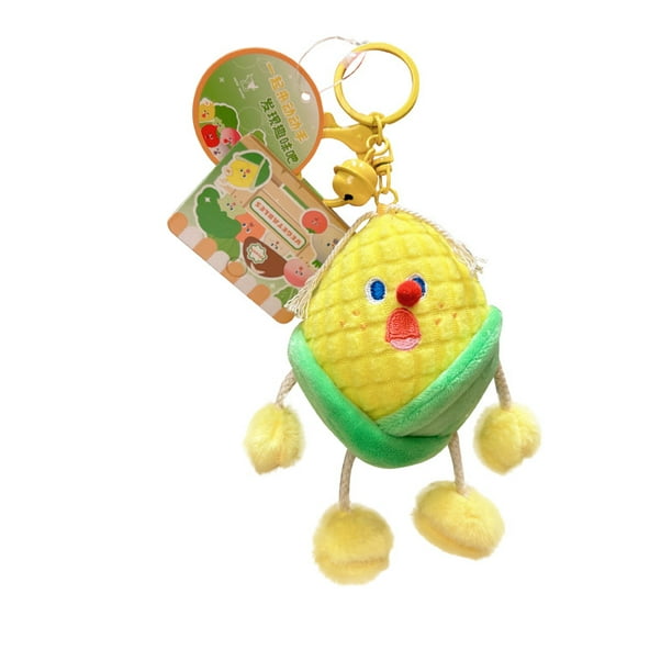 Llavero de felpa divertido con dibujos animados de maíz y vegetales con sonido chirriante