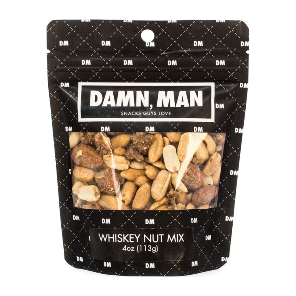 Damn Man Whiskey Nut Mix Gift Set Roasted Crunchy 4 Bag Father's Day Gift for Dad