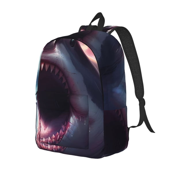 Disketp Dramatic Shark Attack Mochila de Lona Estampada, Mochila Escolar de Viaje Ligera para Estudiantes y Portátil-Small