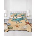 thumbnail image 2 of Quilt King Size Bedding Set, Crab Seaside Reversible Summer Quilt 3 Pieces, Coastal Waves Starfish Summer Beach Nautical Lightweight Bedspreads Coverlets with 2 Pillow Shams for All Seasons, 2 of 5