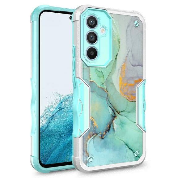 Samsung Galaxy A24 4G Case, Rosebono Hybrid Dual Layer Graphic Design Pattern Heavy Duty Protection Case For Samsung Galaxy A24 4G (Green Marble)