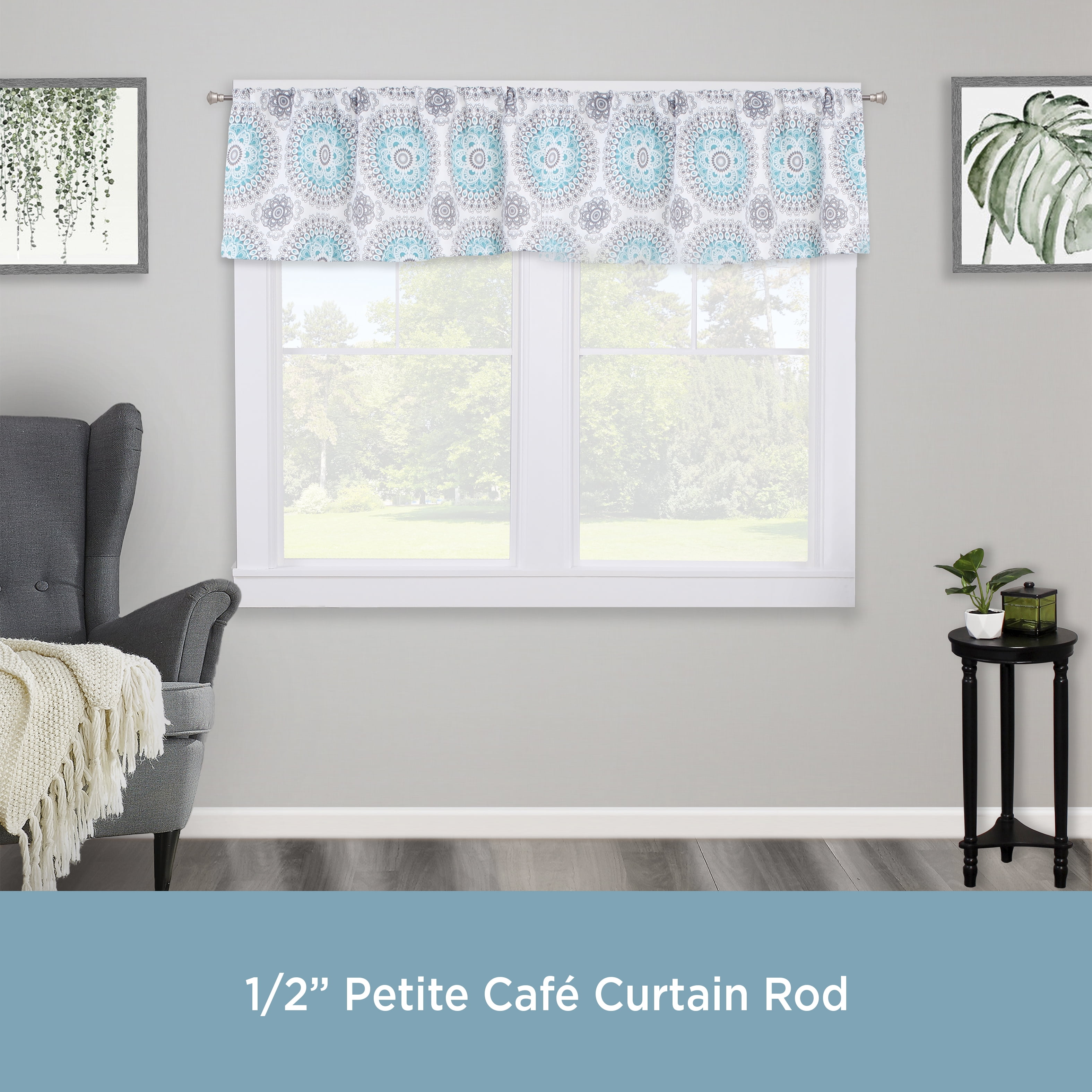 Kenney Caris Adjustable Pewter Curtain Rod with Urn Finials, 48-86"