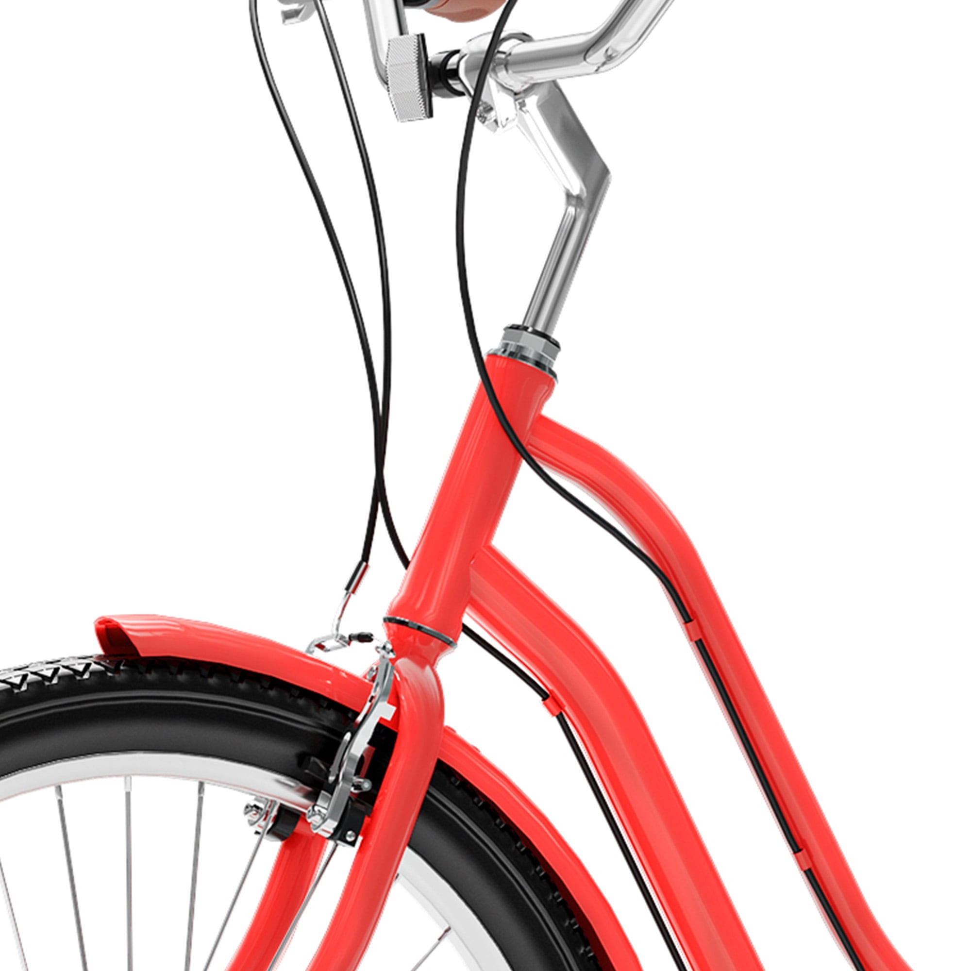 Uforic24'' Beach Cruiser Bike, 7-Speed, Step-Through Bicycle for Men & Women, Steel Frame, Orange