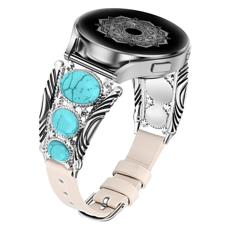 Wearlizer Compatible with Samsung Galaxy Watch 6/5/4 40mm 44mm, Watch 5 Pro 45mm, Watch 6 Classic, Watch 3 41mm Band for Women, Vintage Boho Leather Wristband, Western-Inspired Decorative Strap