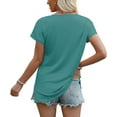 thumbnail image 3 of Womens Tops Basic Summer V Neck T Shirts Short Sleeve Dressy Casual Loose Fit Solid Color Tee Clothes Trendy Fashion Outfits, 3 of 4