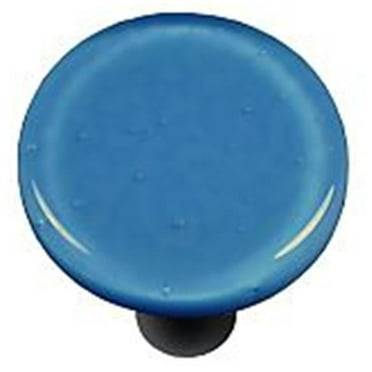 Hot Knobs HK1029-KRB Egyptian Blue Round Glass Cabinet Knob - Black Post
