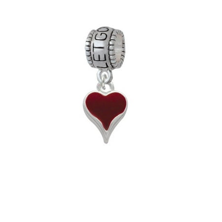 Small Long Maroon Heart - Let Go Let God Charm Bead