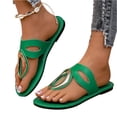 thumbnail image 3 of Domuza Flat Sandals for Women Dressy 2026 Summer Slip On Sandals Beach Sandals Non Slip Comfortable Flip Flops with Arch Support Dark Green 10（EU-43）, 3 of 4