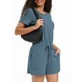 thumbnail image 3 of Romper for Women Short Sleeve Summer T Shirt Jumpsuit Beach Vacation Travel Outfits 2025 Blue & Gray L, 3 of 5
