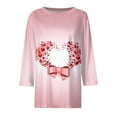 thumbnail image 4 of Garbnen Valentine Day Tops for Women 3/4 Length Sleeve Womens Tops Love Heart Print Crew Neck Dressy Tunic Tops for Women, 4 of 6