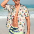 thumbnail image 5 of KLL Men's Hawaiian Shirt Short Sleeve Button Down Beach Shirts-Reto Marine Nautical, 5 of 5