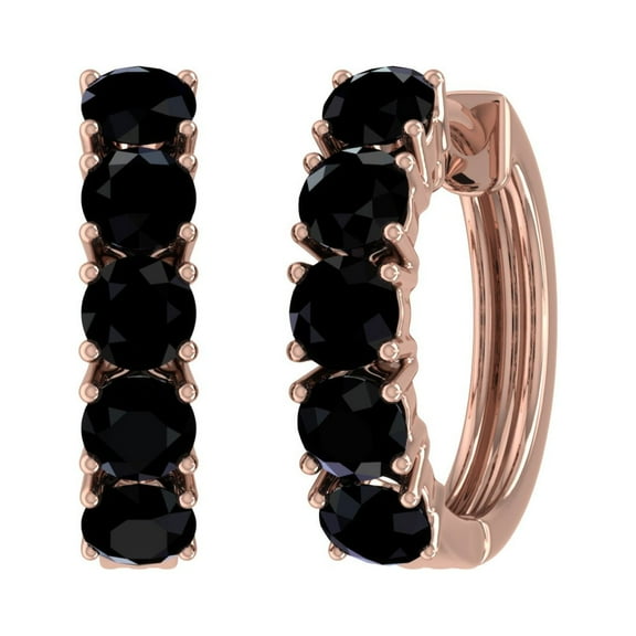 2 Carat (ctw) 10K Rose Gold Round Black Diamond Ladies Huggies Hoop Earrings