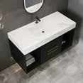 thumbnail image 5 of GVN Floating Bathroom Vanity, Wall Mounted Vanity, 39.4" Bathroom Vanities with Ceramic Sink, Wall Mounted Storage Cabinet with 2 Drawers, Black, 5 of 11