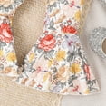 thumbnail image 4 of Toddler Girls Casual Suit Sleeveless Stripe Sling Tops and Prints Bell Bottoms 2pcs Set Outfits Girl Summer Sets, 4 of 7