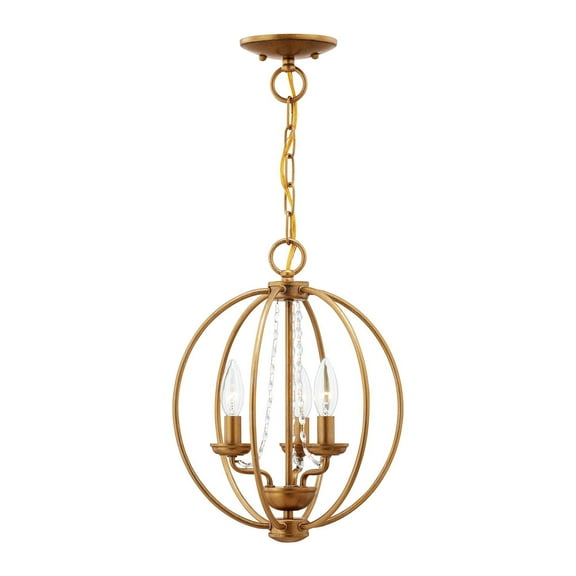 40913-48 Livex Lighting Arabella - 3 Light Globe Convertible Mini Chandelier In Shabby Chic Style-15.5 Inches Tall and 12 Inches Wide-Antique Gold