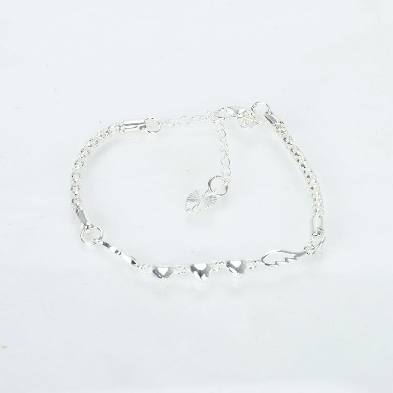Ladies Adjustable Bracelet 925 Sterling Silver Heart Adjustable
