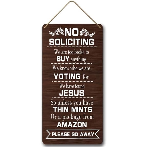 6x12 IN No Soliciting Sign for House,House Home Decor Yard Garden Fence Porch Wall Art,Farmhouse Wooden Hanging Plaque Rustic Wall Art Decor Home Decoration,House Warming Gift