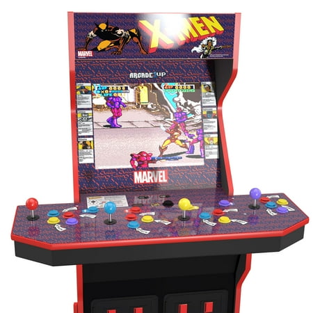 Arcade1UP X-Men (4-Player) Arcade with Riser, Lit Marquee, Lit Deck Protector, Wifi, and Exclusive Stool Bundle