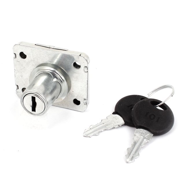 Unique Bargains Home Cupboard Cabinet Security Silver Tone Cylinder Drawer Lock w 2 Keys
