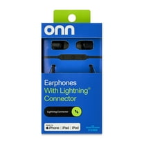 onn Earphones with Lightning Connector, Black