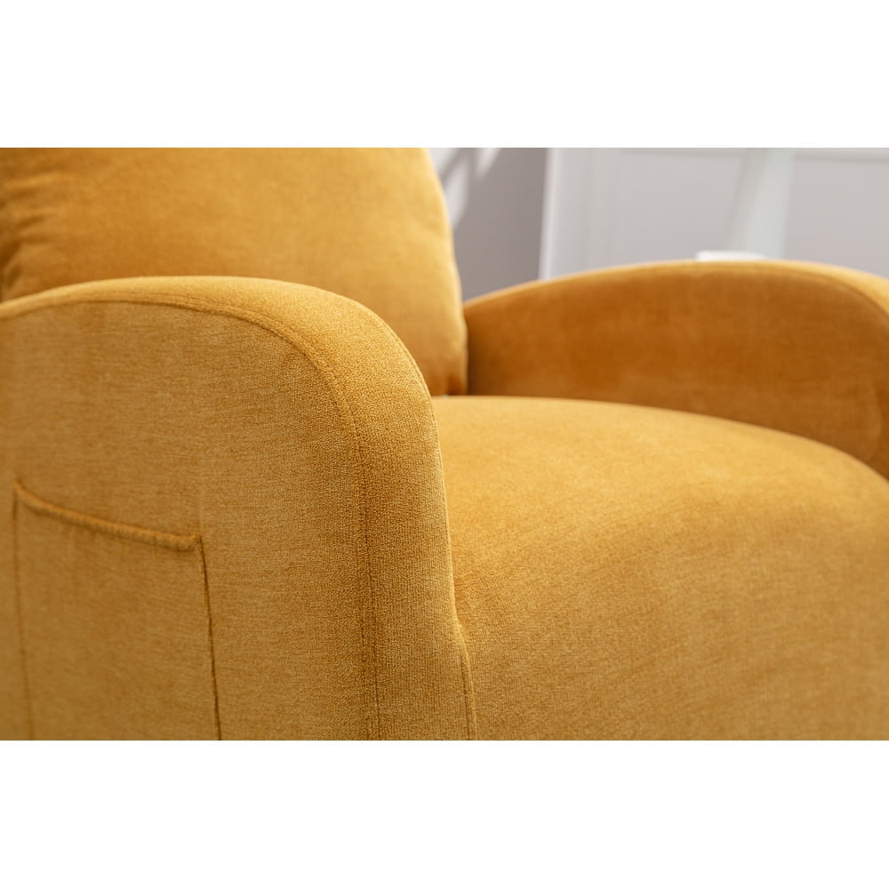 Upholstered Swivel Glider, Cosymart Rocking Chair for Nursery, Modern Style One Left Bag, Yellow Finish